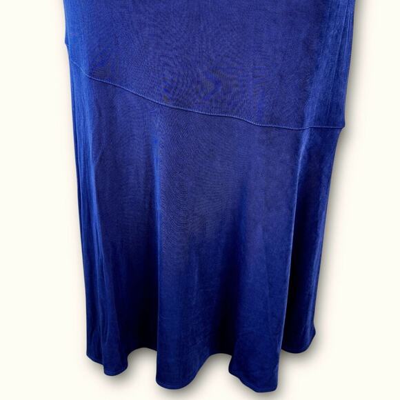 Chico's Travelers Slinky Stretch Maxi Skirt Faux Wrap Pullon Size L/12 Dark Blue - Picture 7 of 11